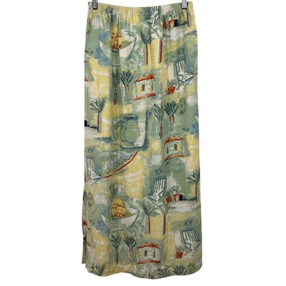 Hot Cotton Marc Ware Midi Skirt Tropical Medium Slit Tencel Cruise Vacation EUC - Picture 3 of 6